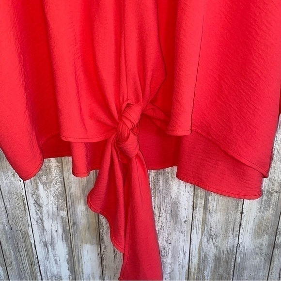 Jodifl Oversized Pink Wide Sleeve Tie Bottom Blouse - Picture 2 of 6